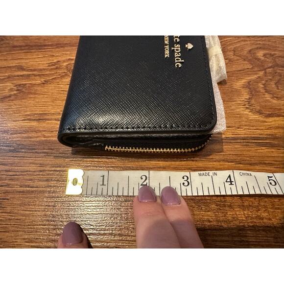 Kate Spade New York Leather Wallet Black 5x4 NWT Designer Luxe Accessories - Picture 7 of 8